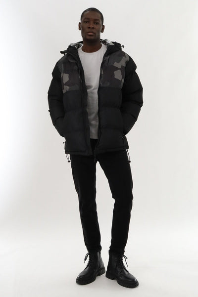 Canada Weather Gear Hooded Puffer Bomber Jacket - Black - Mens Bomber Jackets - Canada Weather Gear