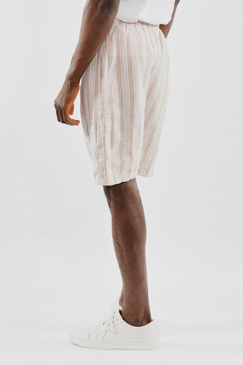Canada Weather Gear Vintage Striped Tie Waist Shorts - Beige - Mens Shorts & Capris - Canada Weather Gear