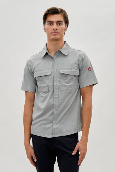 Canada Weather Gear Short Sleeve Button Up Casual Shirt - Grey - Mens Casual Shirts - Canada Weather Gear
