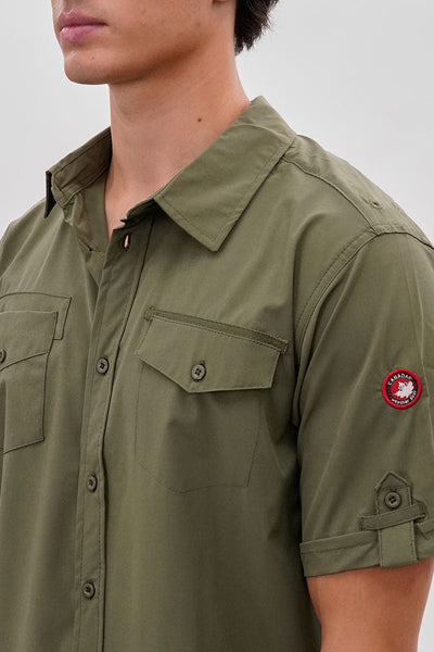 Canada Weather Gear Utility Short Sleeve Casual Shirt - Olive - Mens Casual Shirts - Canada Weather Gear