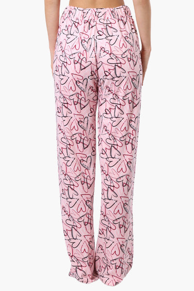 Canada Weather Gear Heart Pattern Wide Leg Pajama Pants - Pink - Womens Pajamas - Canada Weather Gear