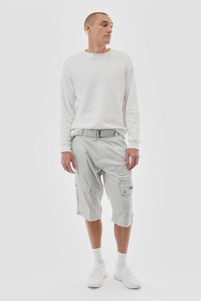 Essentials Super Triple Goose Grid Pattern Belted Cargo Shorts - Stone - Mens Shorts & Capris - Canada Weather Gear