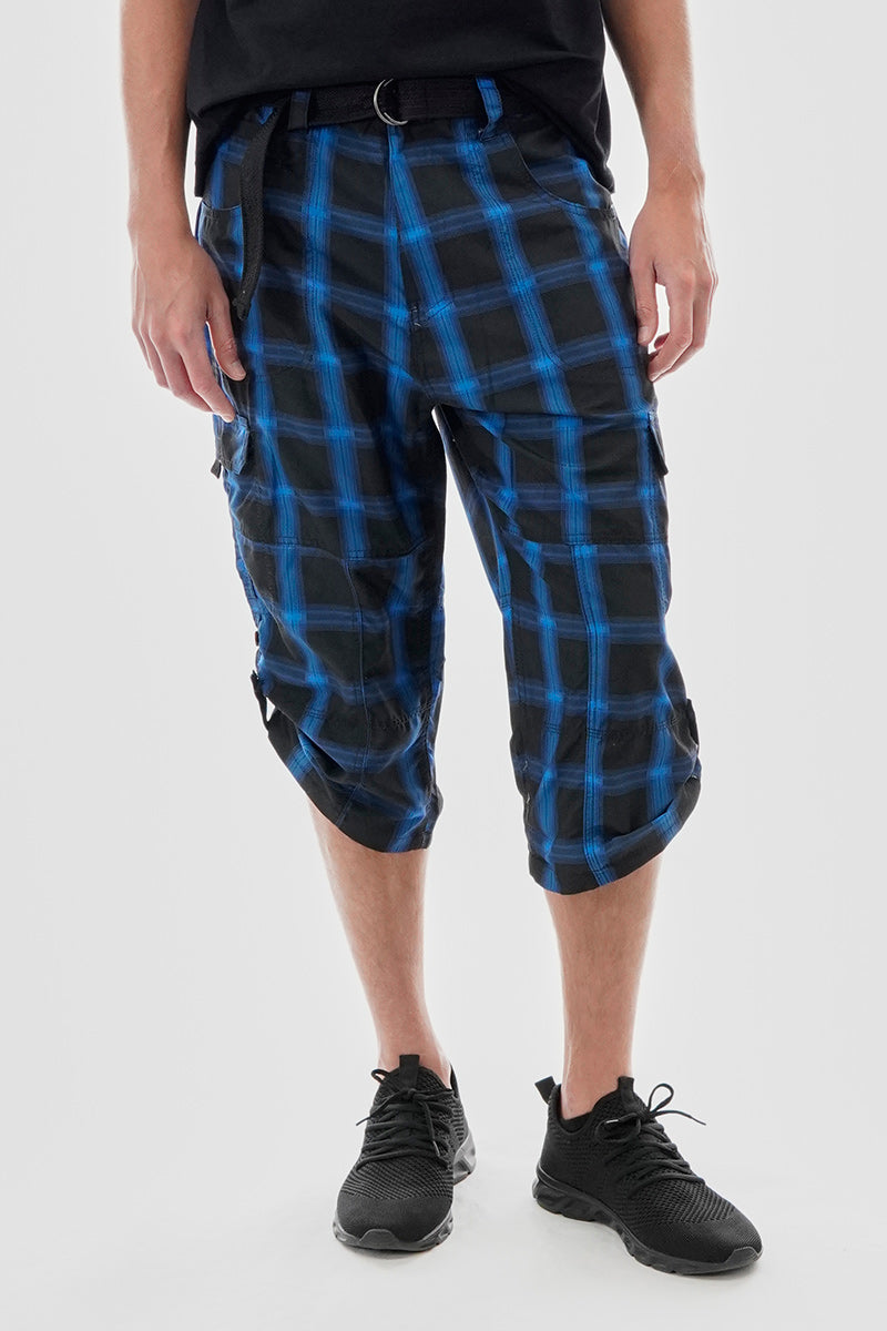Canada Weather Gear Belted Plaid Cargo Shorts - Black - Mens Shorts & Capris - Canada Weather Gear