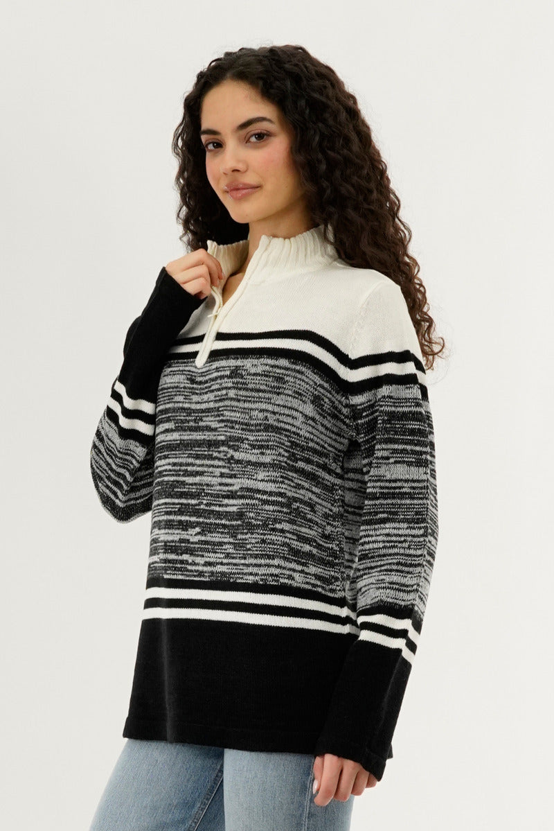 Canada Weather Gear Half Zip Pullover Sweater - Black - Womens Pullover Sweaters - Canada Weather Gear