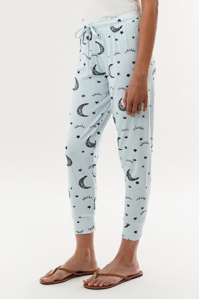Canada Weather Gear Moon Print Tie Waist Pajama Pants - Blue - Womens Pajamas - Canada Weather Gear