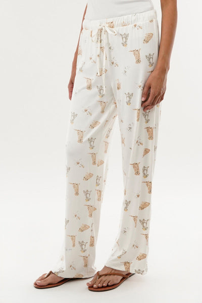 Canada Weather Gear Dog Print Wide Leg Pajama Pants - Beige - Womens Pajamas - Canada Weather Gear