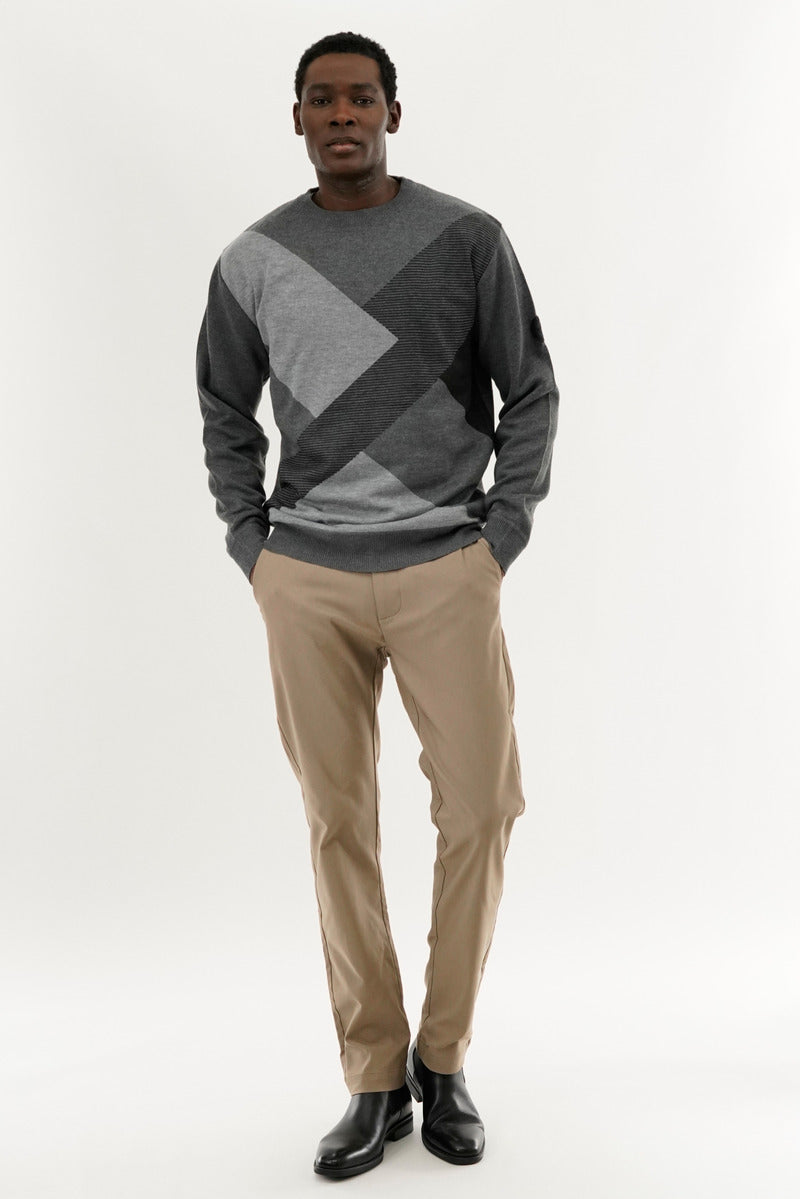 Canada Weather Gear Patterned Crewneck Pullover Sweater - Grey - Mens Pullover Sweaters - Canada Weather Gear