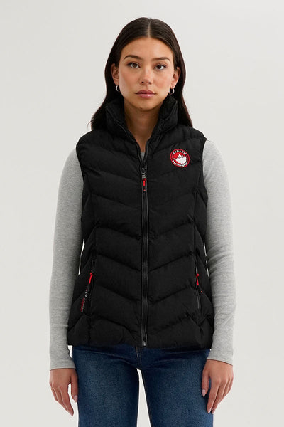 Canada Weather Gear Chevron Bubble Vest - Black - Womens Vests - Canada Weather Gear