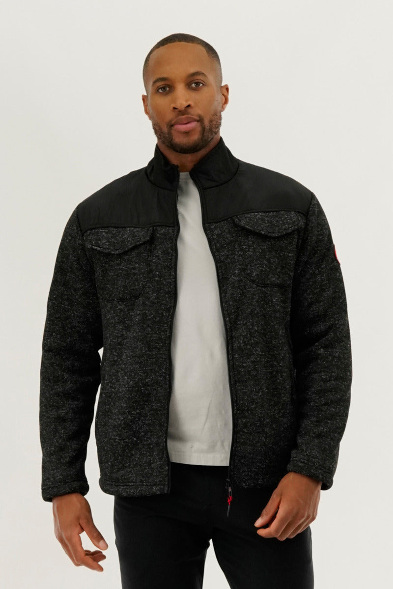 Canada Weather Gear Sherpa Lined Fleece Lightweight Jacket - Black - Mens Lightweight Jackets - Canada Weather Gear