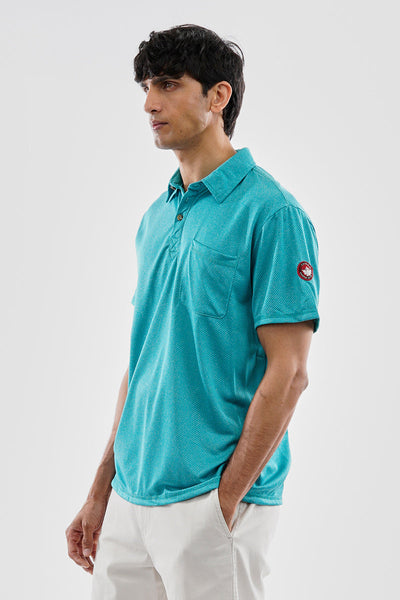 Canada Weather Gear Waffle Texture Polo Shirt - Turquoise - Mens Polo Shirts - Canada Weather Gear