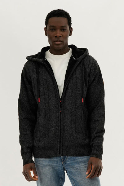 Canada Weather Gear Cable Knit Zip Up Hoodie - Grey - Mens Hoodies & Sweatshirts - Canada Weather Gear