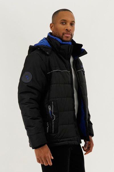 Super Triple Goose Contrast Lining Puffer Bomber Jacket - Blue - Mens Bomber Jackets - Canada Weather Gear