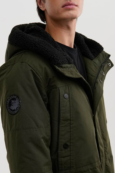 Canada Weather Gear Sherpa Lined Hood Parka Jacket - Olive