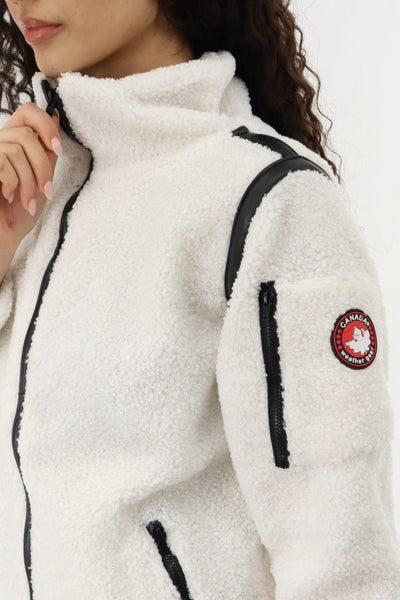 Canada Weather Gear Sherpa Contrast Lightweight Jacket - White - Womens Lightweight Jackets - Canada Weather Gear