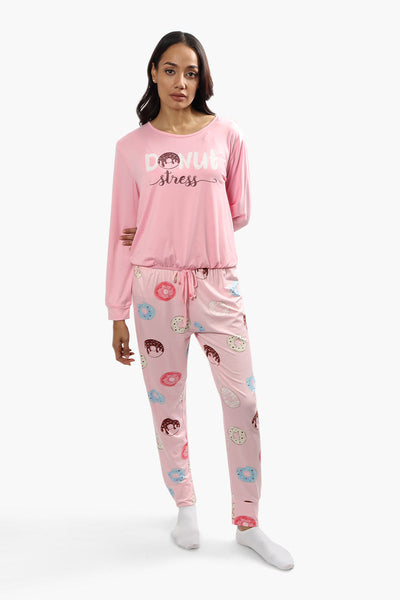 Cuddly Canuckies Donut Print Pajama Pants - Pink - Womens Pajamas - Canada Weather Gear