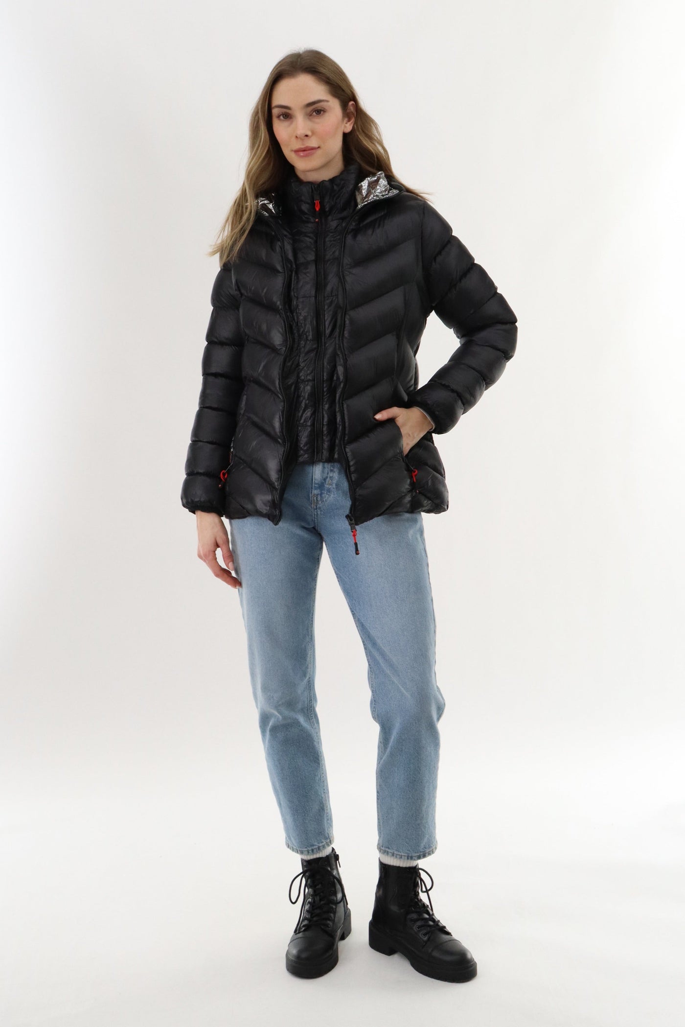 Canada Weather Gear Quilted Puffer Double Zip Bomber Jacket - Black - Womens Bomber Jackets - Canada Weather Gear