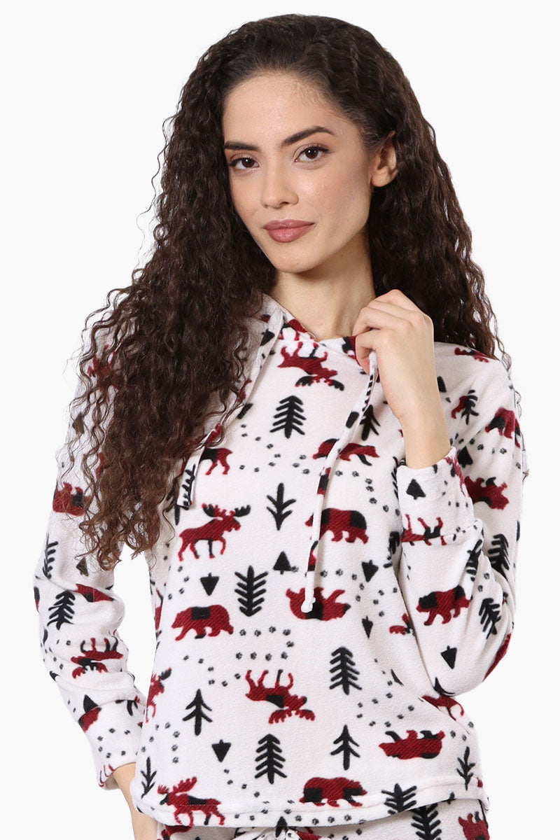 Canada Weather Gear Patterned Hooded Pajama Top - White - Womens Pajamas - Canada Weather Gear