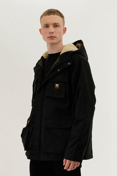 Canada Work Gear Canvas Sherpa Lined Parka Jacket - Black - Mens Parka Jackets - Canada Weather Gear