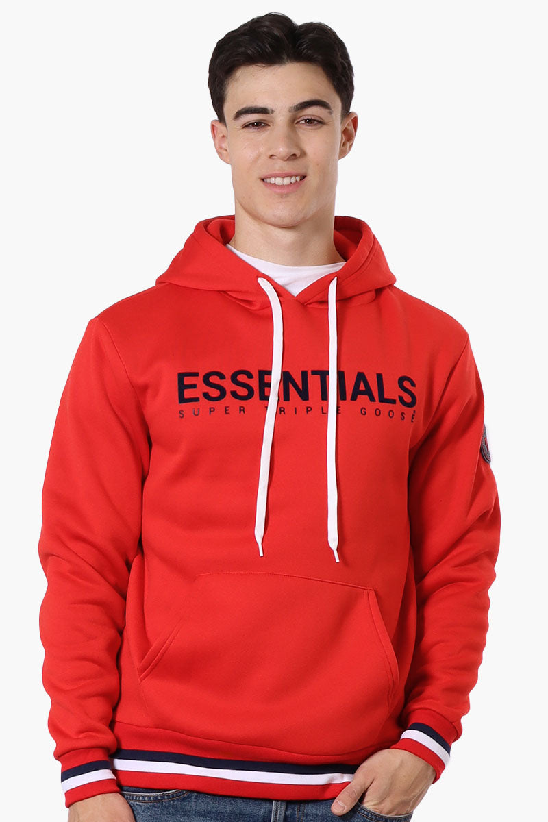 Essentials Super Triple Goose Striped Cuff Detail Hoodie - Red - Mens Hoodies & Sweatshirts - Canada Weather Gear