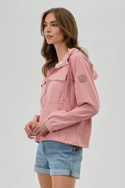 Canada Weather Gear Hooded Utility Lightweight Jacket - Pink - Womens Lightweight Jackets - Canada Weather Gear
