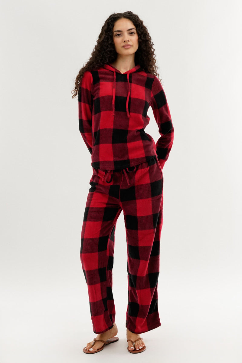 Canada Weather Gear Plaid Hooded Pajama Top - Red - Womens Pajamas - Canada Weather Gear