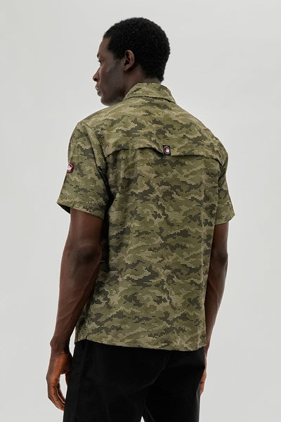 Canada Weather Gear Digi Camo Print Button Up Casual Shirt - Olive - Mens Casual Shirts - International Clothiers