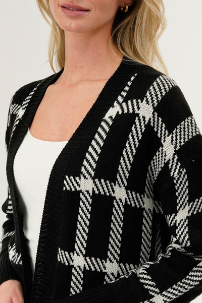 Canada Weather Gear Plaid Fold Over Wrap Cardigan - Black - Womens Cardigans - Canada Weather Gear