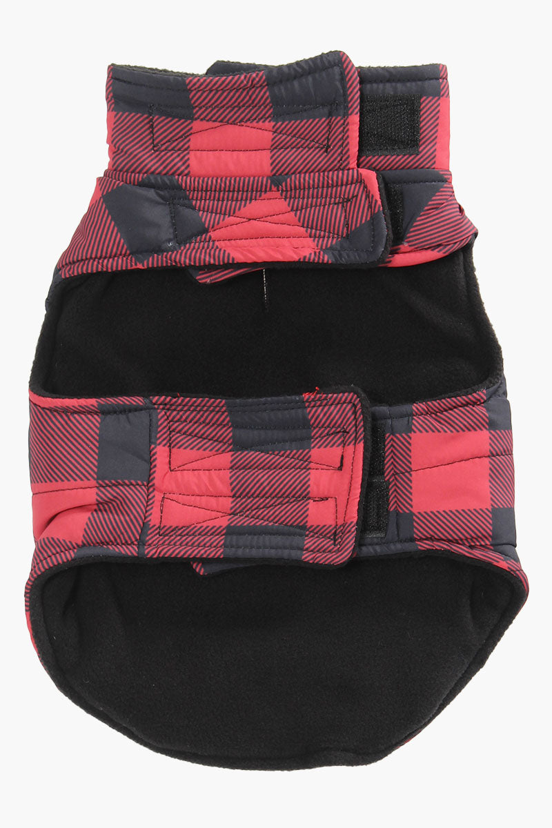 Canada Weather Gear Plaid Dog Puffer Jacket - Red - Pet Accessories - Canada Weather Gear