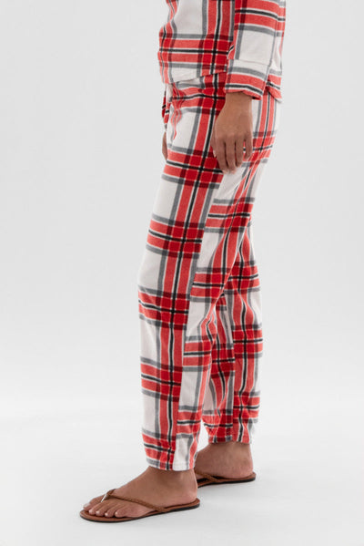 Canada Weather Gear Plaid Wide Leg Pajama Pants - White - Womens Pajamas - Canada Weather Gear
