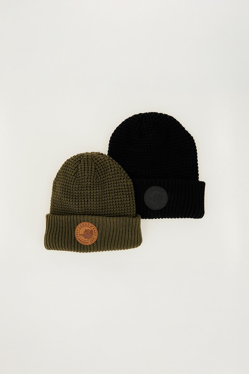 Canada Weather Gear Two Piece Waffle Hat - Green - Mens Hats - Canada Weather Gear