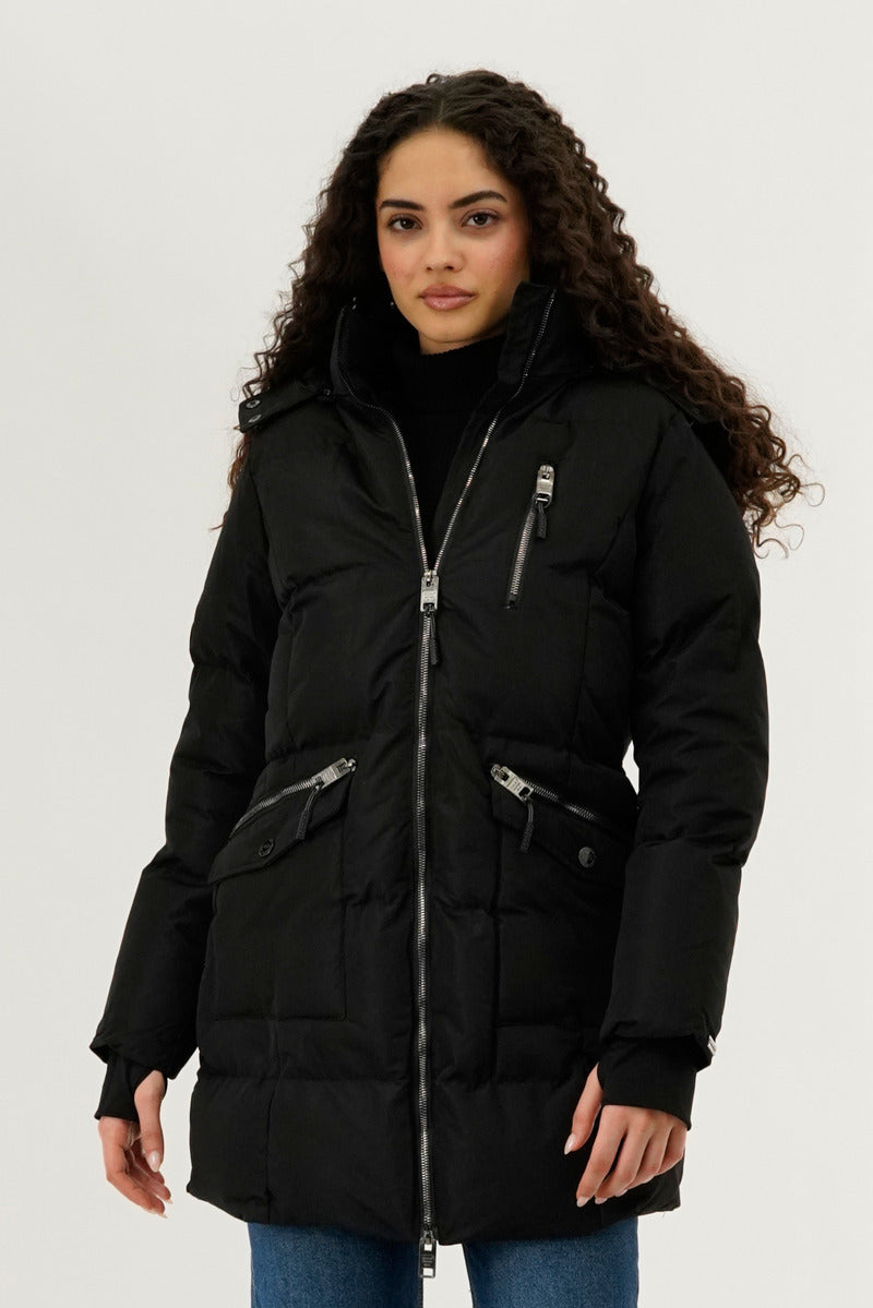 Canada Weather Gear Faux Fur Lined Hood Parka Jacket - Black - Womens Parka Jackets - Canada Weather Gear