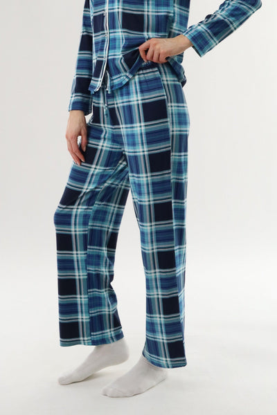 Canada Weather Gear Wide Leg Plaid Pajama Pants - Blue - Womens Pajamas - Canada Weather Gear