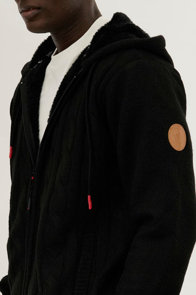 Canada Weather Gear Cable Knit Zip Up Hoodie - Black - Mens Hoodies & Sweatshirts - Canada Weather Gear