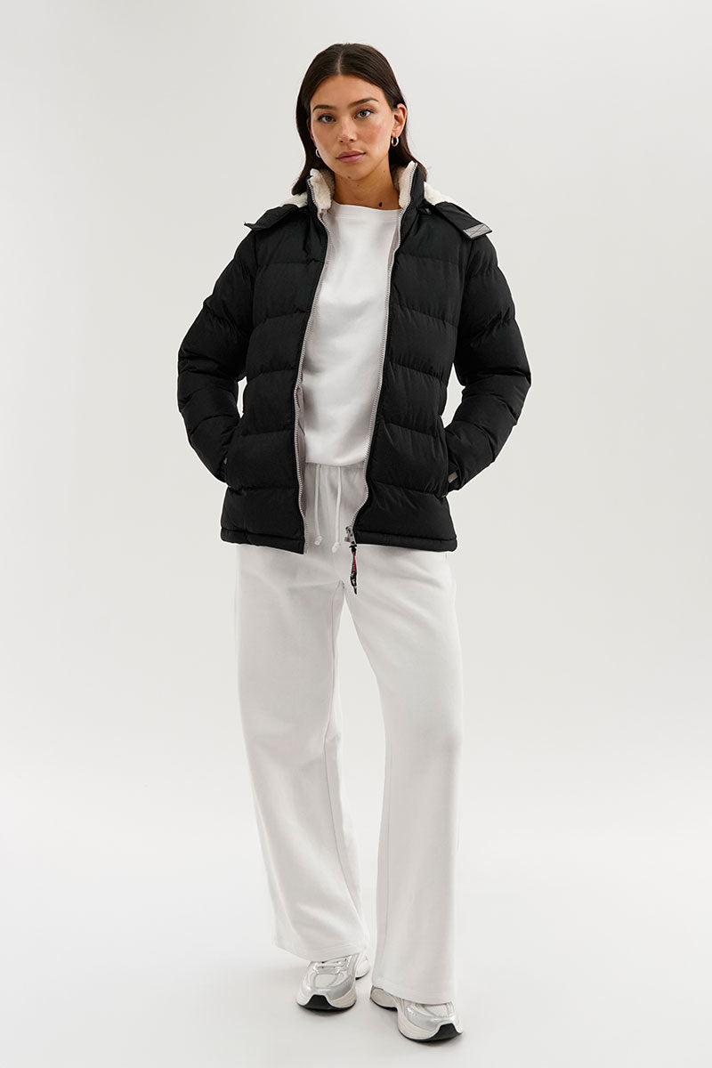 Canada Weather Gear Sherpa Lined Collar Bomber Jacket - Black - Womens Bomber Jackets - Canada Weather Gear