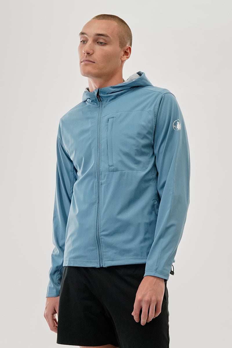Canada Weather Gear Hooded Chest Pocket Windbreaker Lightweight Jacket - Blue - Mens Lightweight Jackets - Canada Weather Gear