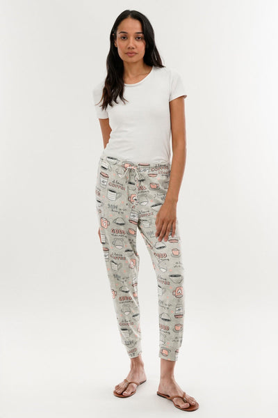 Canada Weather Gear Coffee Print Tie Waist Pajama Pants - Grey - Womens Pajamas - Canada Weather Gear