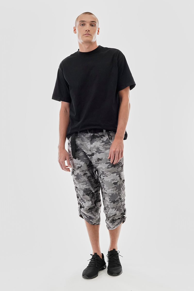Canada Weather Gear Belted Camo Print Cargo Shorts - Grey - Mens Shorts & Capris - Canada Weather Gear