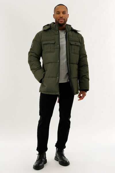 Canada Weather Gear Quilted Puffer Parka Jacket - Olive - Mens Parka Jackets - Canada Weather Gear