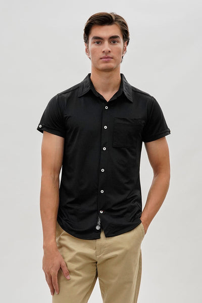 Canada Weather Gear Travel Collection Classic Short Sleeve Casual Shirt - Black - Mens Casual Shirts - Canada Weather Gear