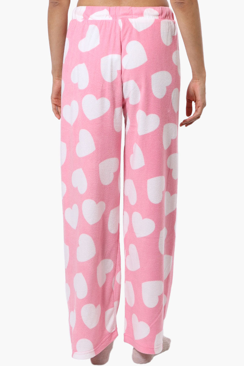 Pink Heart Pattern Pyjamas Heart Pattern Wide Leg Pajama Pants - Pink