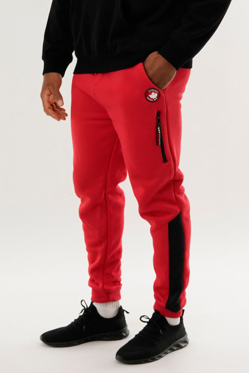 Canada Weather Gear Fleece Contrast Insert Jogger - Red - Mens Joggers & Sweatpants - Canada Weather Gear