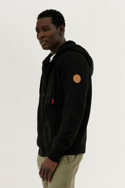 Canada Weather Gear Cable Knit Zip Up Hoodie - Black - Mens Hoodies & Sweatshirts - Canada Weather Gear