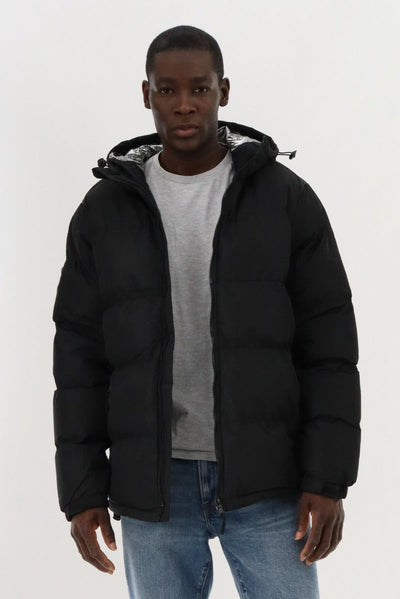 Canada Weather Gear Hooded Puffer Bomber Jacket - Black - Mens Bomber Jackets - Canada Weather Gear