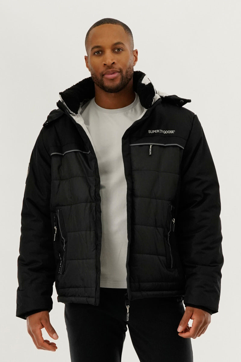 Super Triple Goose Contrast Lining Puffer Bomber Jacket - Stone - Mens Bomber Jackets - Canada Weather Gear