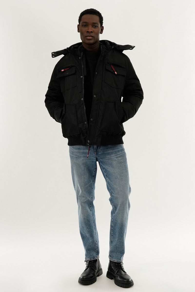 Canada Weather Gear Puffer Bomber Jacket - Black - Mens Bomber Jackets - Canada Weather Gear