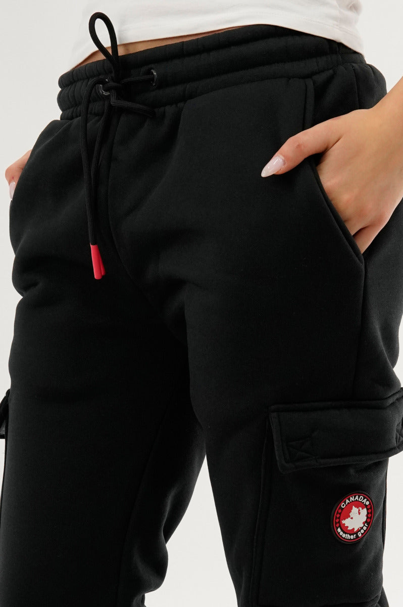 Canada Weather Gear Fleece Cargo Joggers - Black - Womens Joggers & Sweatpants - Canada Weather Gear