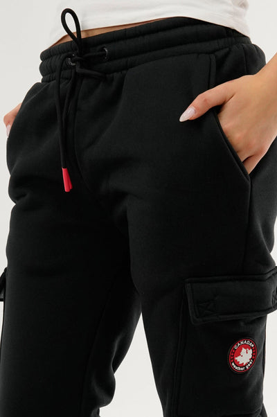 Canada Weather Gear Fleece Cargo Joggers - Black - Womens Joggers & Sweatpants - Canada Weather Gear