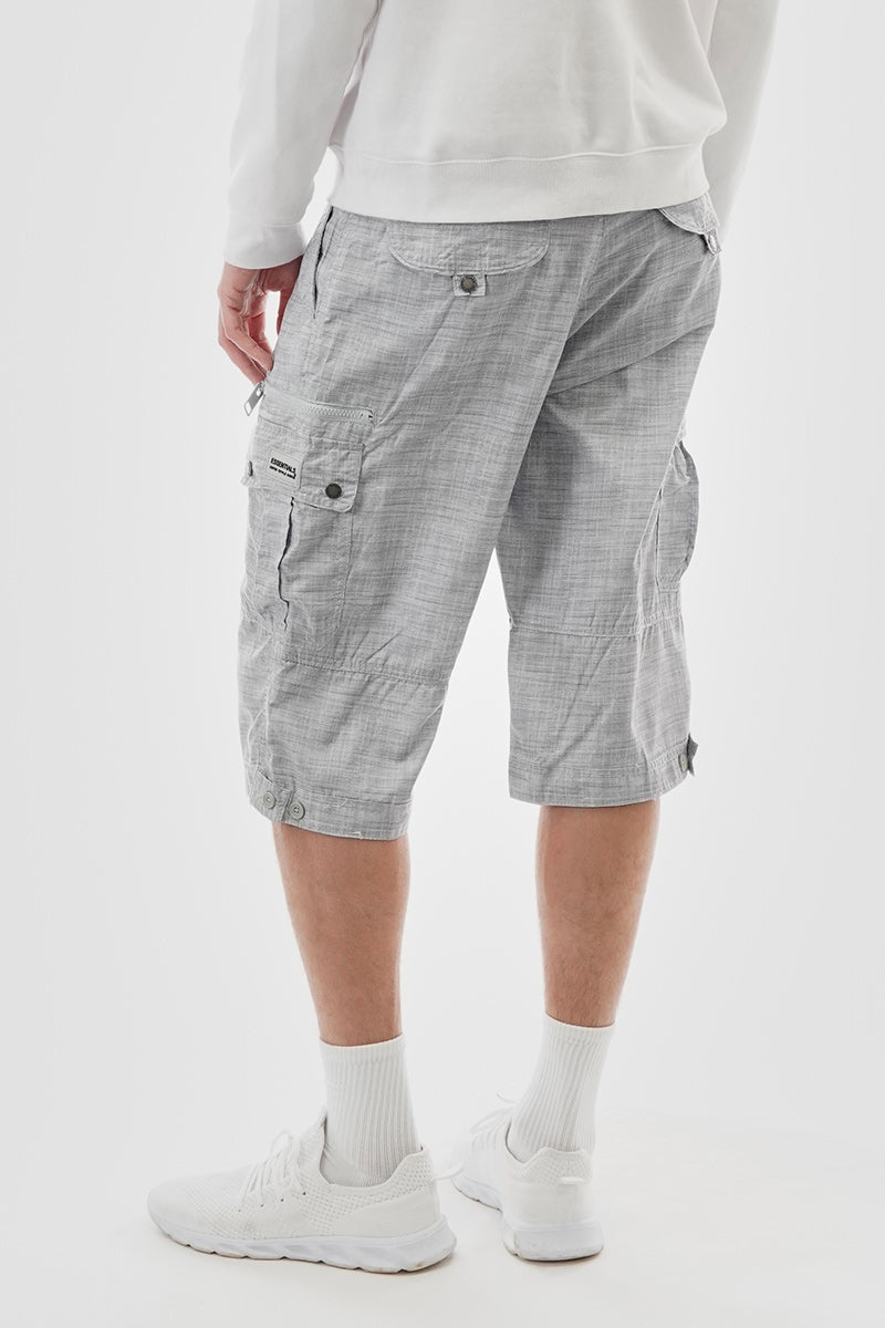 Essentials Super Triple Goose Belted Patterned Cargo Shorts - Grey - Mens Shorts & Capris - Canada Weather Gear