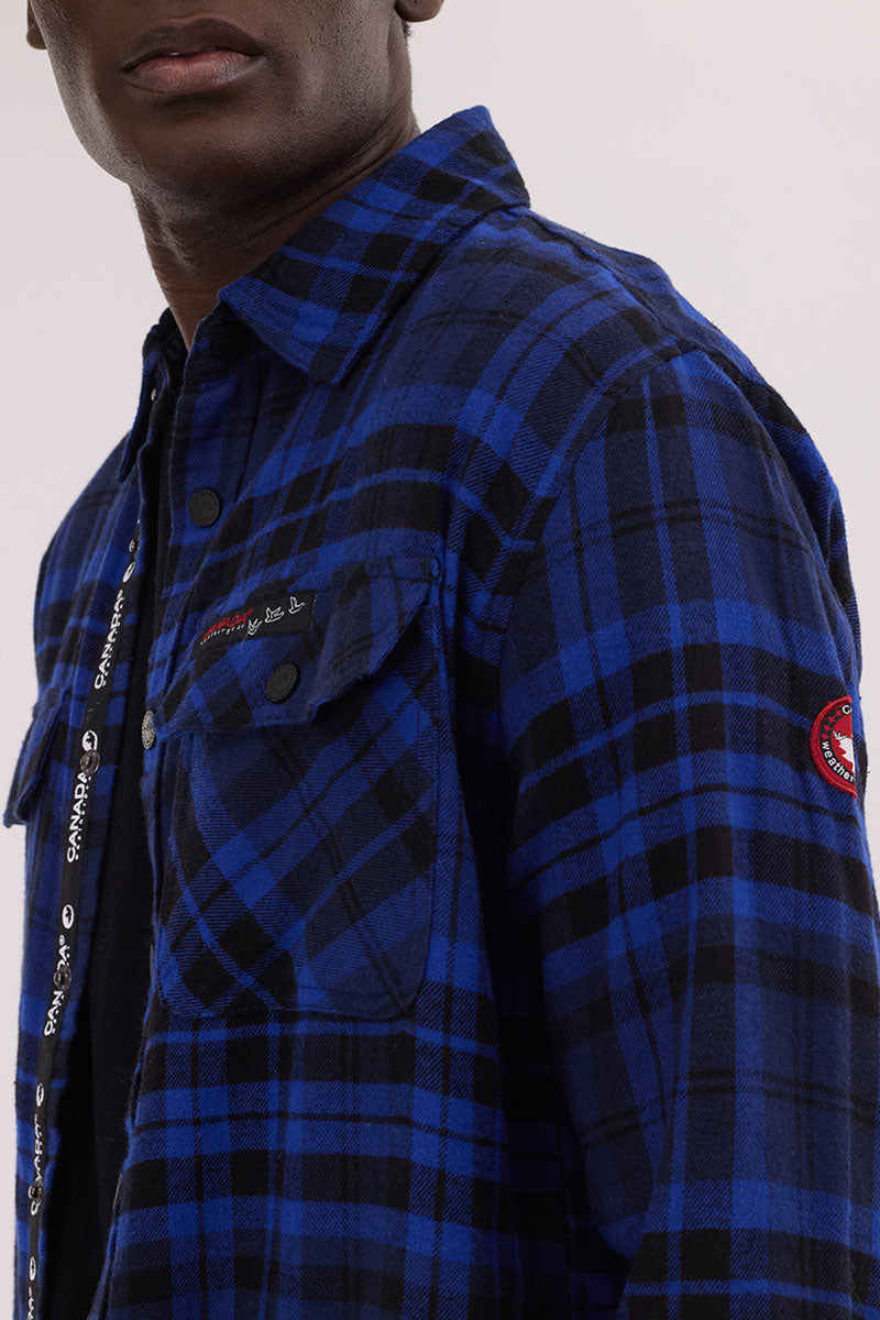 Canada Weather Gear Plaid Button Up Casual Shirt - Blue