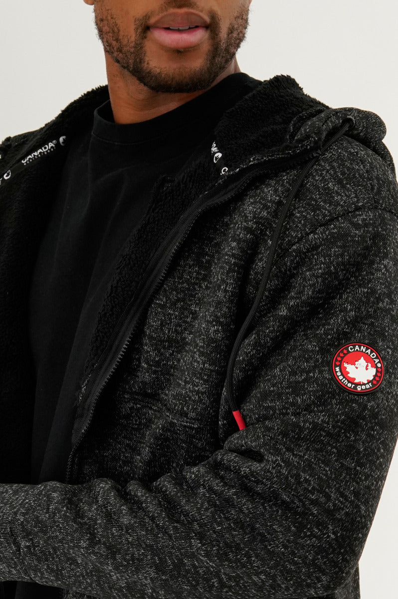 Canada Weather Gear Sherpa Lined Lightweight Jacket - Black - Mens Lightweight Jackets - Canada Weather Gear